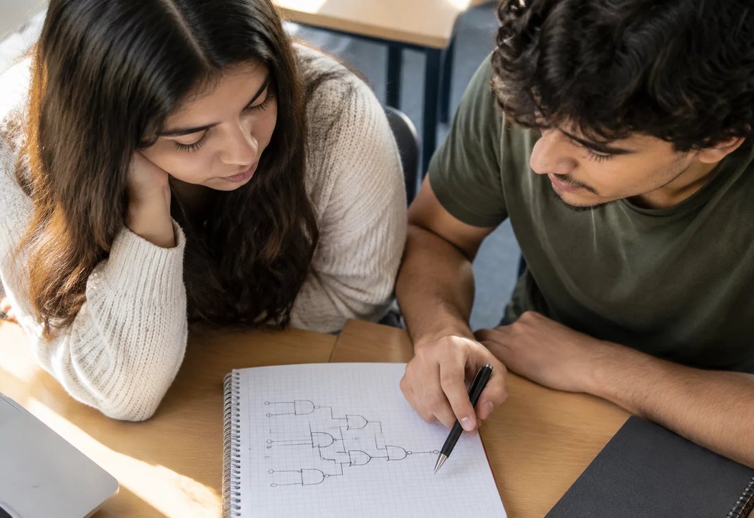 Colegas revendo no tablet as anotações do encontro anterior
